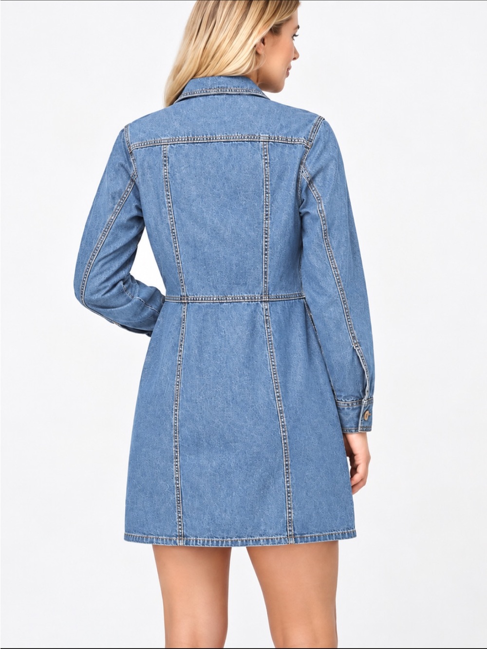 FRYE NWOT Women’s Denim Button Front Dress, Chest & Side Pockets 😍 - Picture 3 of 7